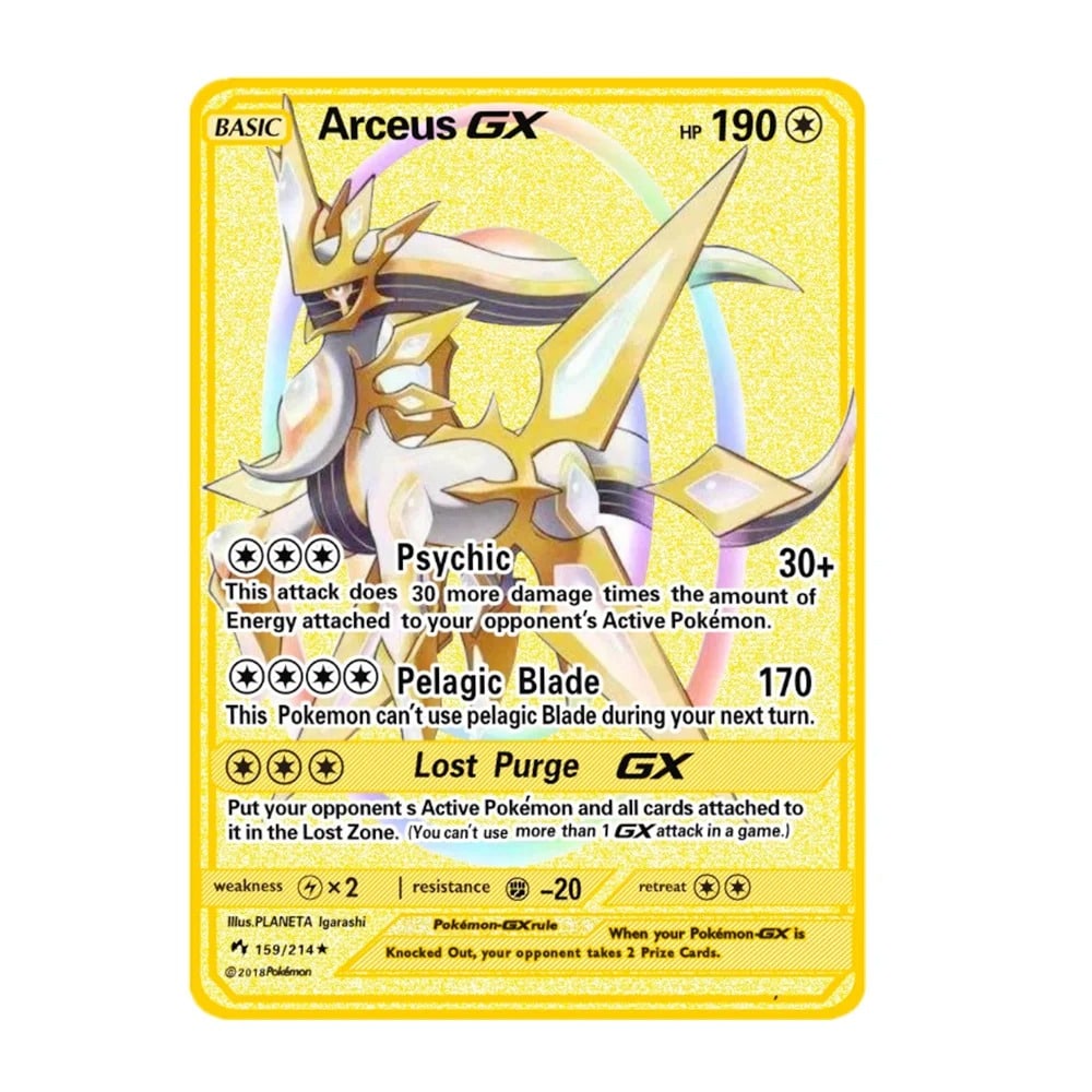 Carte Gold en Métal Pokémon Arceus Gx