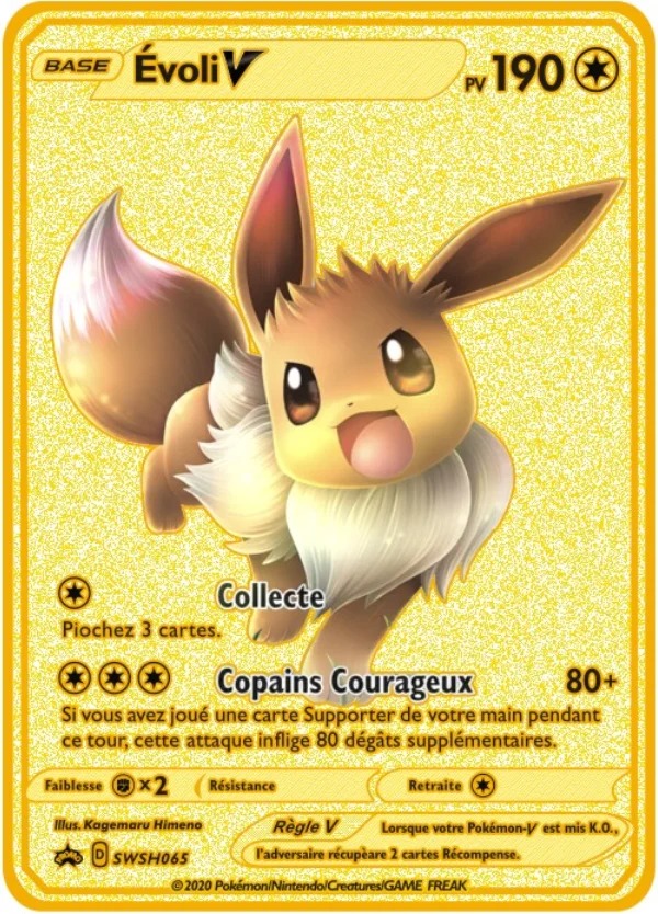 Carte Gold en Métal Pokémon Évoli